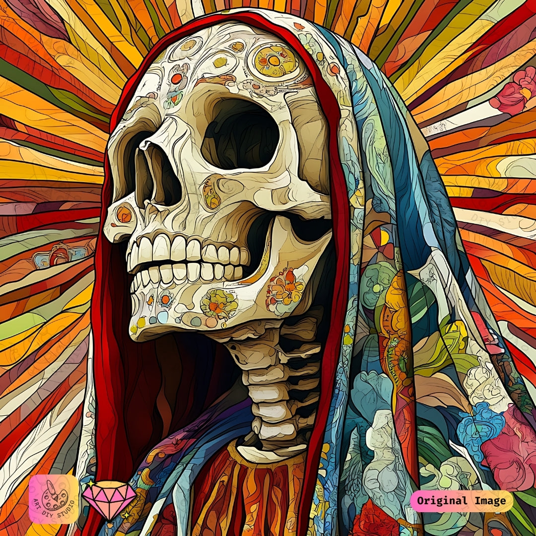 Artdiystudio Radiant Cultural Skull Diy Diamond Painting Kit A Celebration Of Color And Tradition