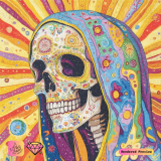 Artdiystudio Radiant Festival Skull Diy Diamond Painting Kit A Celebration Of Life And Color 2