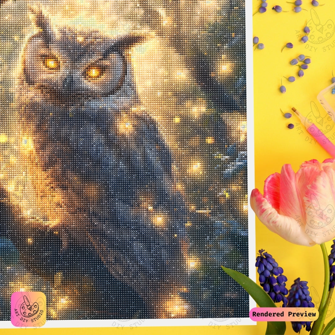 Artdiystudio Radiant Forest Owl Diy Diamond Painting Kit Natures Majestic Glow 3