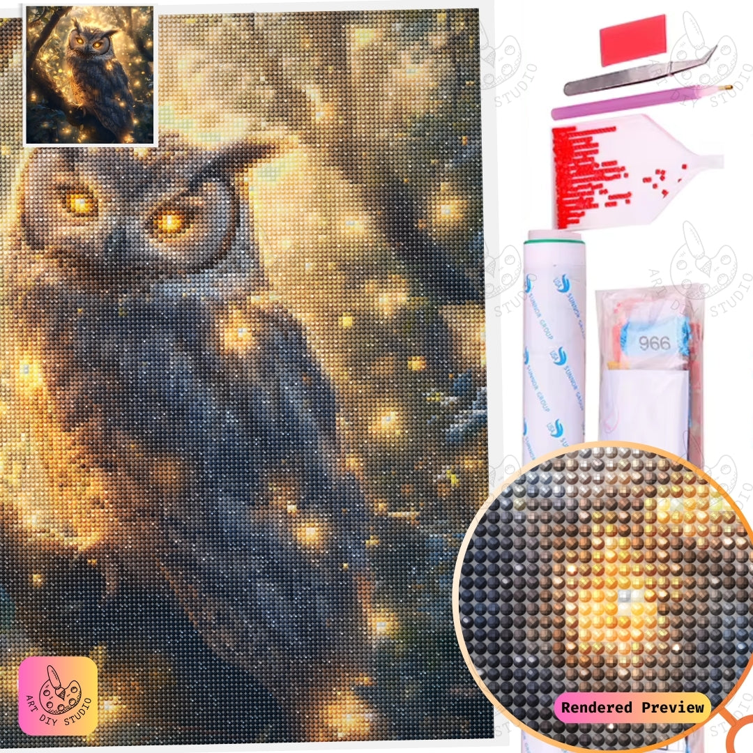 Artdiystudio Radiant Forest Owl Diy Diamond Painting Kit Natures Majestic Glow 5