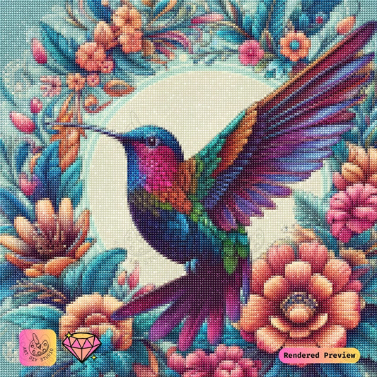 Artdiystudio Radiant Hummingbird Diy Diamond Painting Kit A Burst Of Color In Flight 2