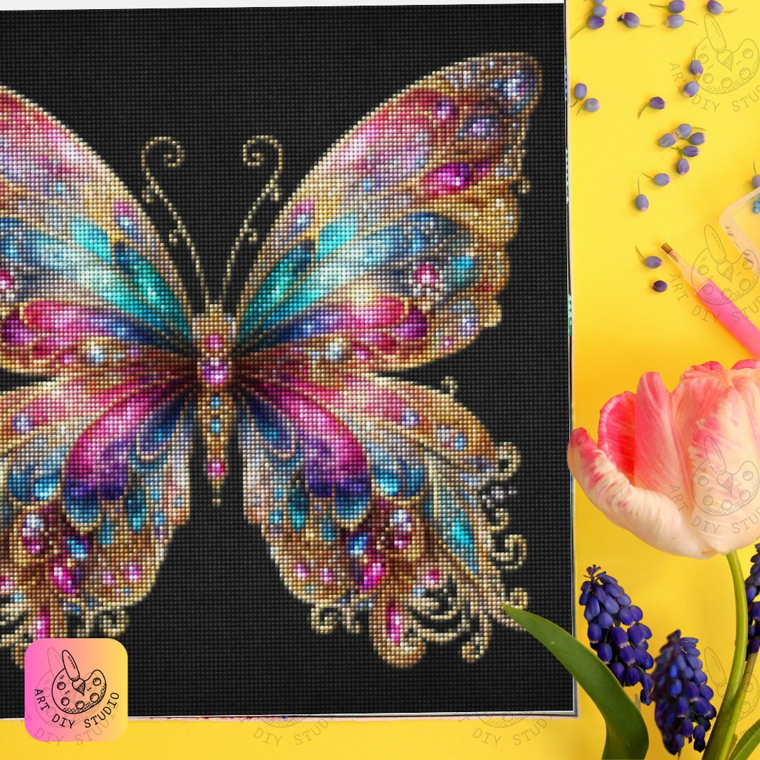 Artdiystudio Radiant Jewel Butterfly Diy Diamond Painting Kit Transform Your Space With Elegance Product Image 7