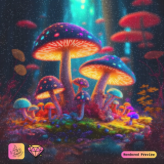 Artdiystudio Radiant Mushroom Meadow Diy Diamond Painting Kit A Magical Glow In The Forest 2
