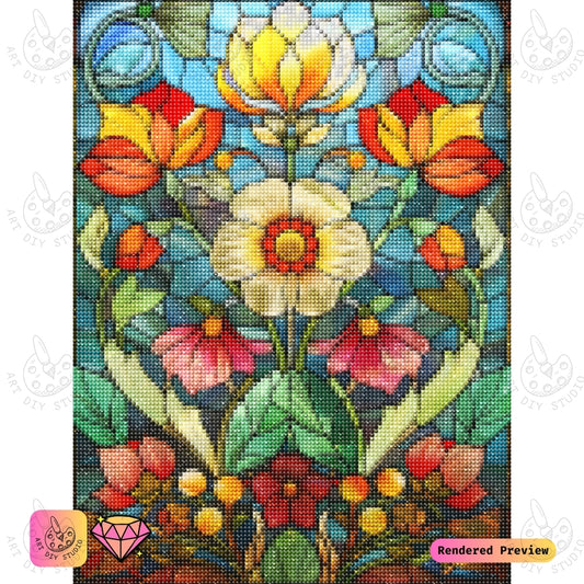 Artdiystudio Radiant Stained Glass Blooms Diy Diamond Painting Kit A Timeless Floral Masterpiece 2