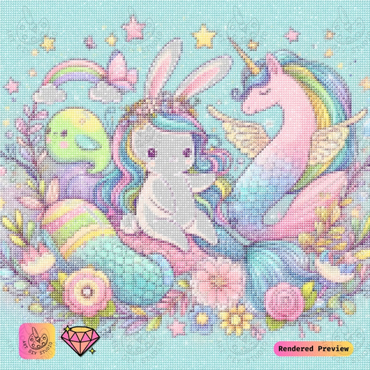 Artdiystudio Rainbow Bunny Mermaid Unicorn Diy Diamond Painting Kit A Whimsical Wonderland 2