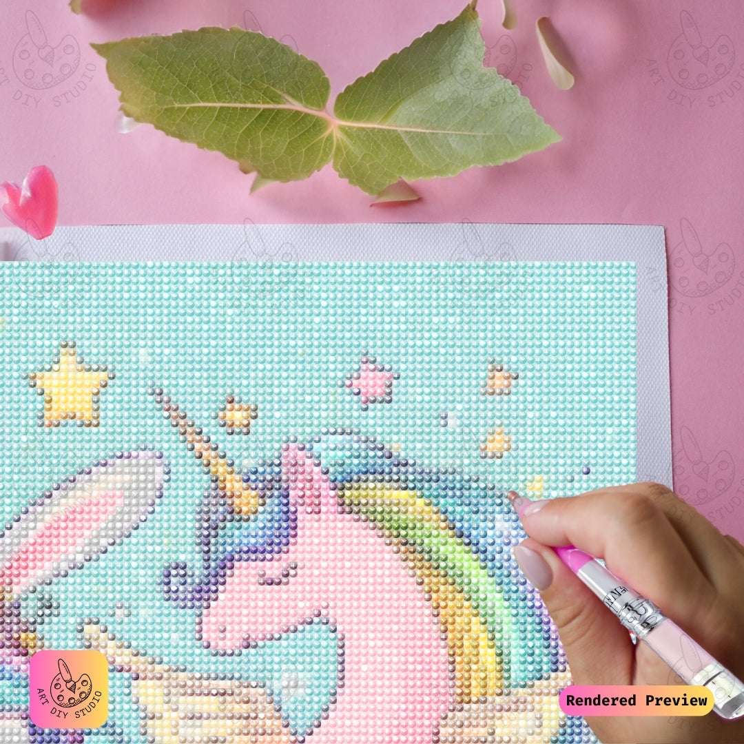Artdiystudio Rainbow Bunny Mermaid Unicorn Diy Diamond Painting Kit A Whimsical Wonderland 4