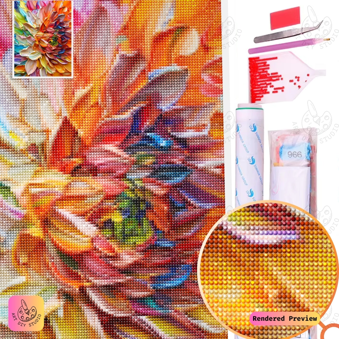 Artdiystudio Rainbow Dahlia Burst Diy Diamond Painting Kit A Radiant Explosion Of Color 5