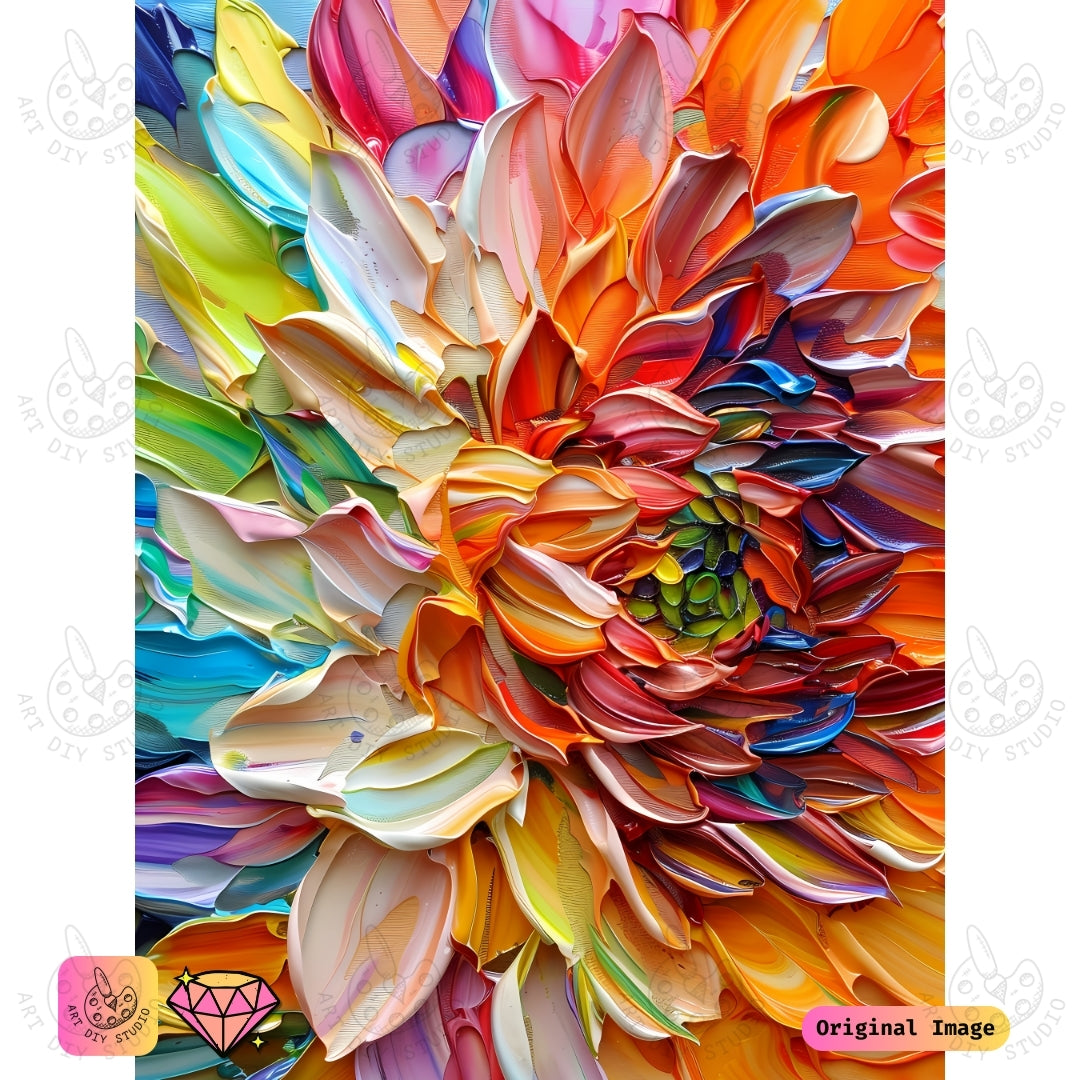 Artdiystudio Rainbow Dahlia Burst Diy Diamond Painting Kit A Radiant Explosion Of Color