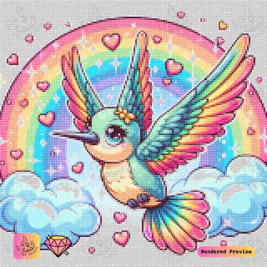 Artdiystudio Rainbow Love Hummingbird Diy Diamond Painting Kit A Rainbow Of Love In Flight 2