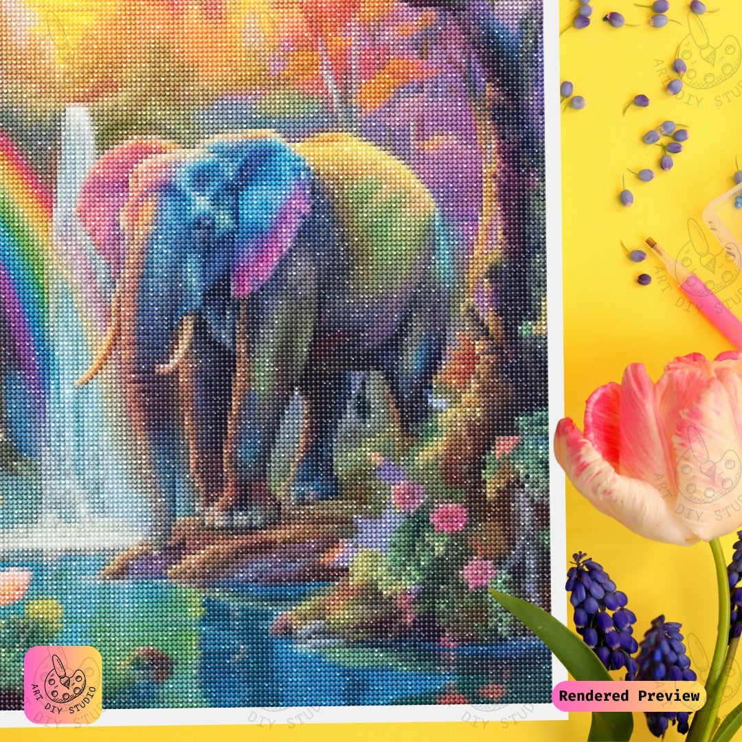 Artdiystudio Rainbow Serenity Elephant Diy Diamond Painting Kit A Magical Harmony In Art 3