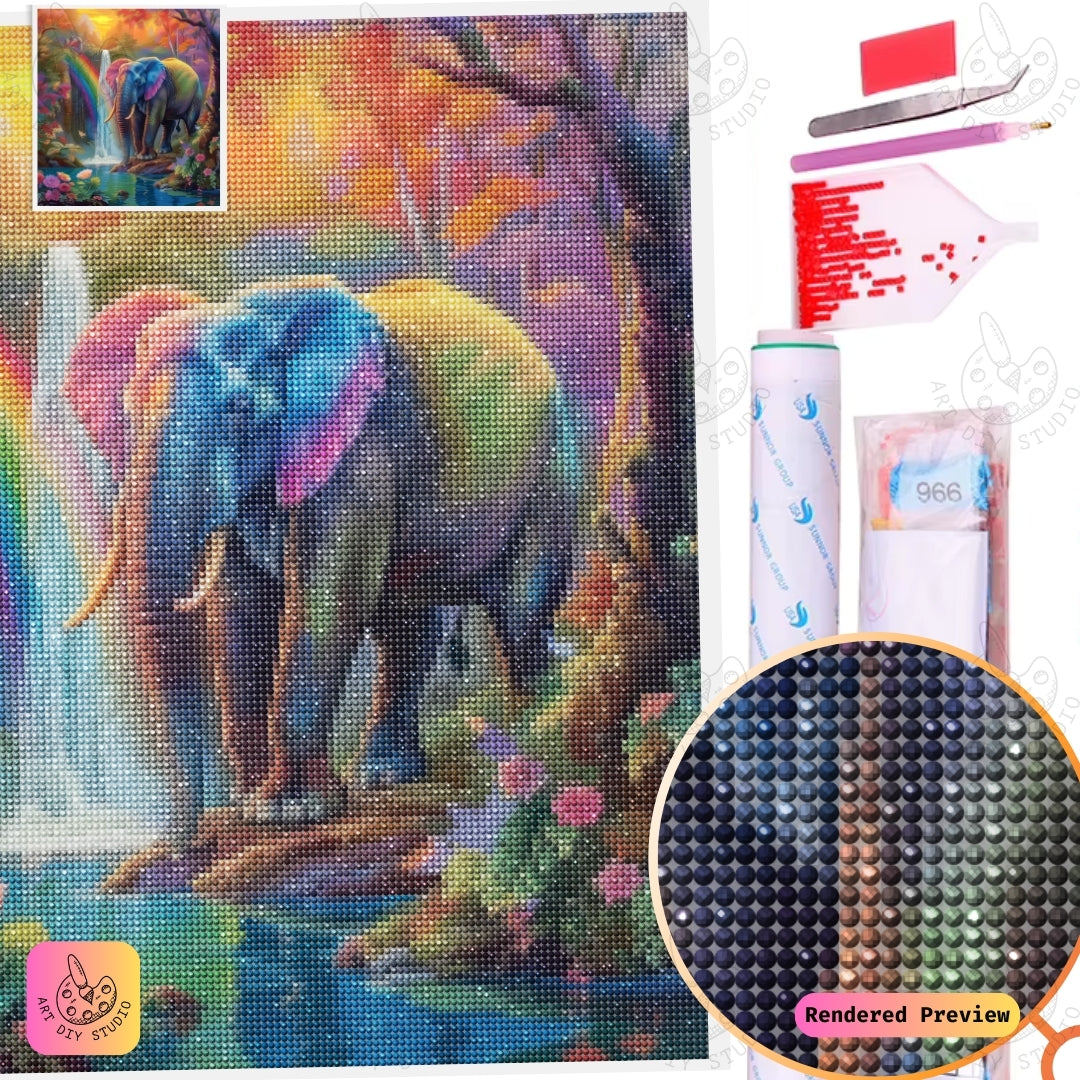 Artdiystudio Rainbow Serenity Elephant Diy Diamond Painting Kit A Magical Harmony In Art 5