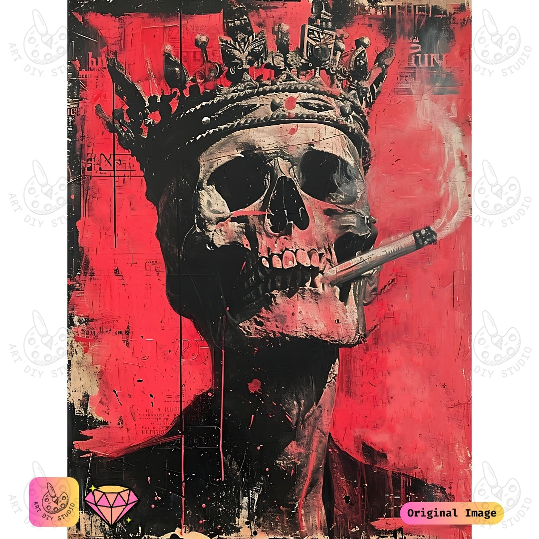Artdiystudio Rebel King Skull Diy Diamond Painting Kit A Bold Blend Of Royalty And Rebellion