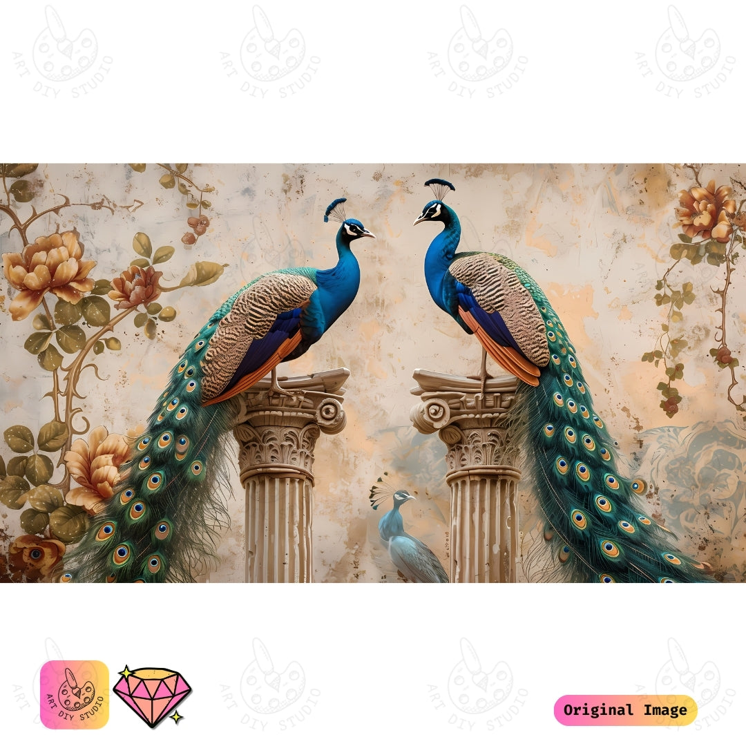 Artdiystudio Regal Peacock Duo Diy Diamond Painting Kit A Masterpiece Of Grace And Beauty 6