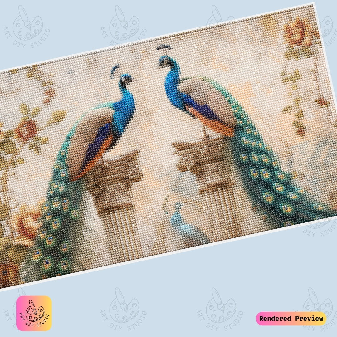 Artdiystudio Regal Peacock Duo Diy Diamond Painting Kit A Masterpiece Of Grace And Beauty