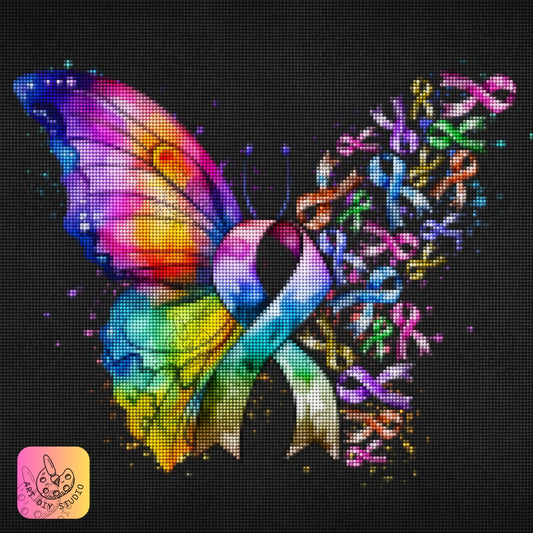 Artdiystudio Ribbon Of Hope Butterfly Diy Diamond Painting A Symbol Of Strength And Resilience Product Image