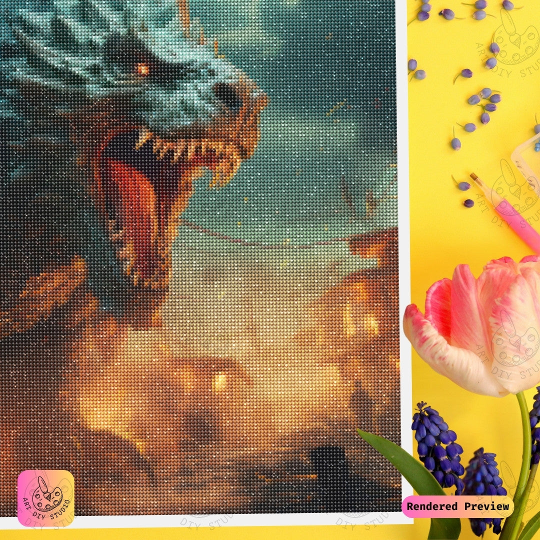 Artdiystudio Roaring Titan Unleashed Diy Diamond Painting Kit Embark On A Fierce Creative Journey 3