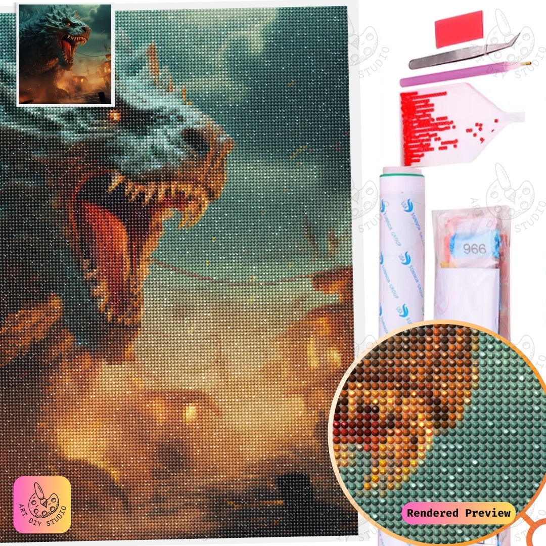 Artdiystudio Roaring Titan Unleashed Diy Diamond Painting Kit Embark On A Fierce Creative Journey 5