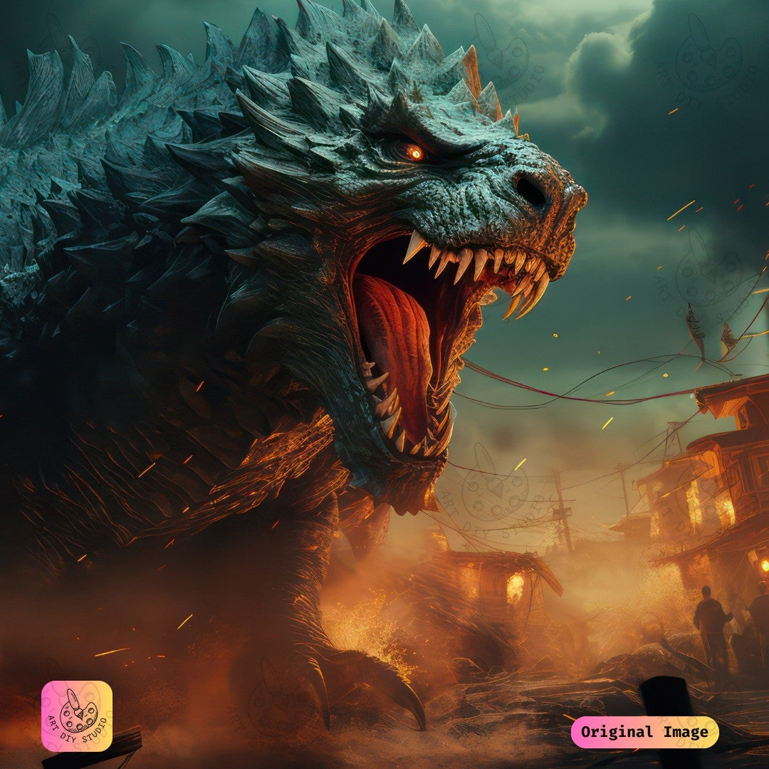 Artdiystudio Roaring Titan Unleashed Diy Diamond Painting Kit Embark On A Fierce Creative Journey