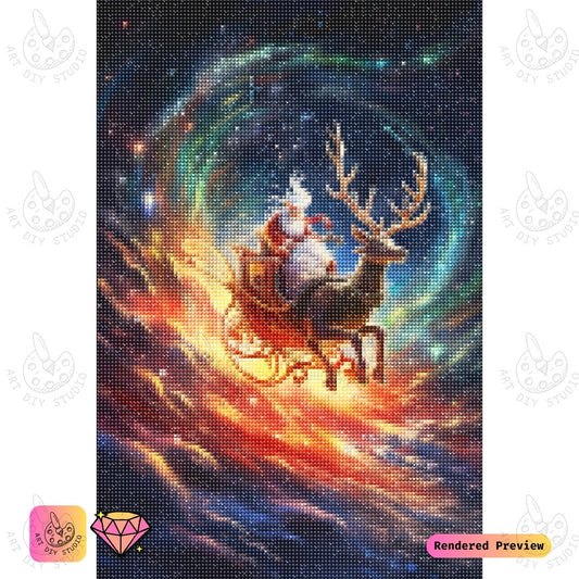 Artdiystudio Santas Cosmic Ride Diy Diamond Painting Kit A Magical Journey Through The Stars 5
