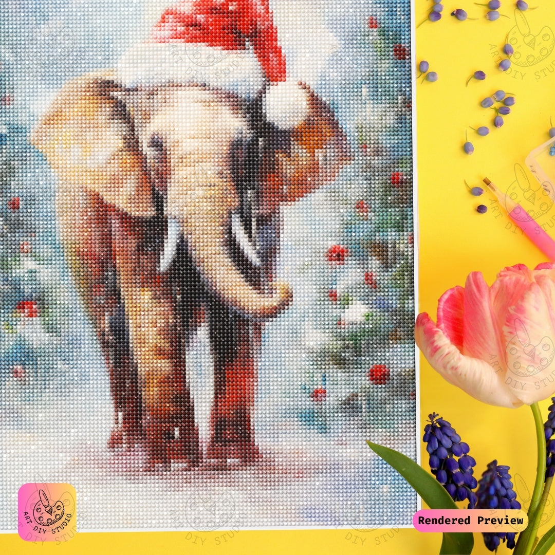 Artdiystudio Santas Festive Elephant Diy Diamond Painting Kit A Holiday Celebration In Art 3
