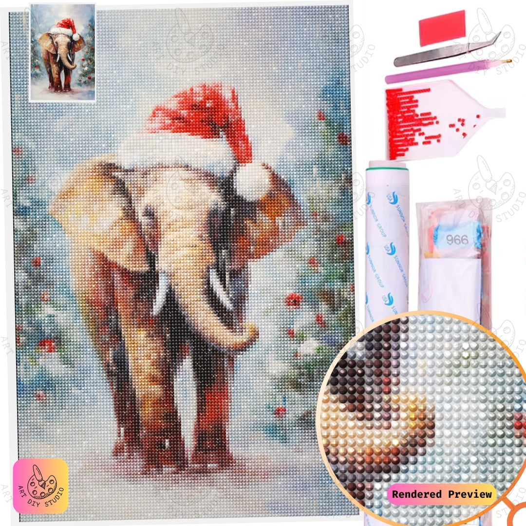 Artdiystudio Santas Festive Elephant Diy Diamond Painting Kit A Holiday Celebration In Art 5