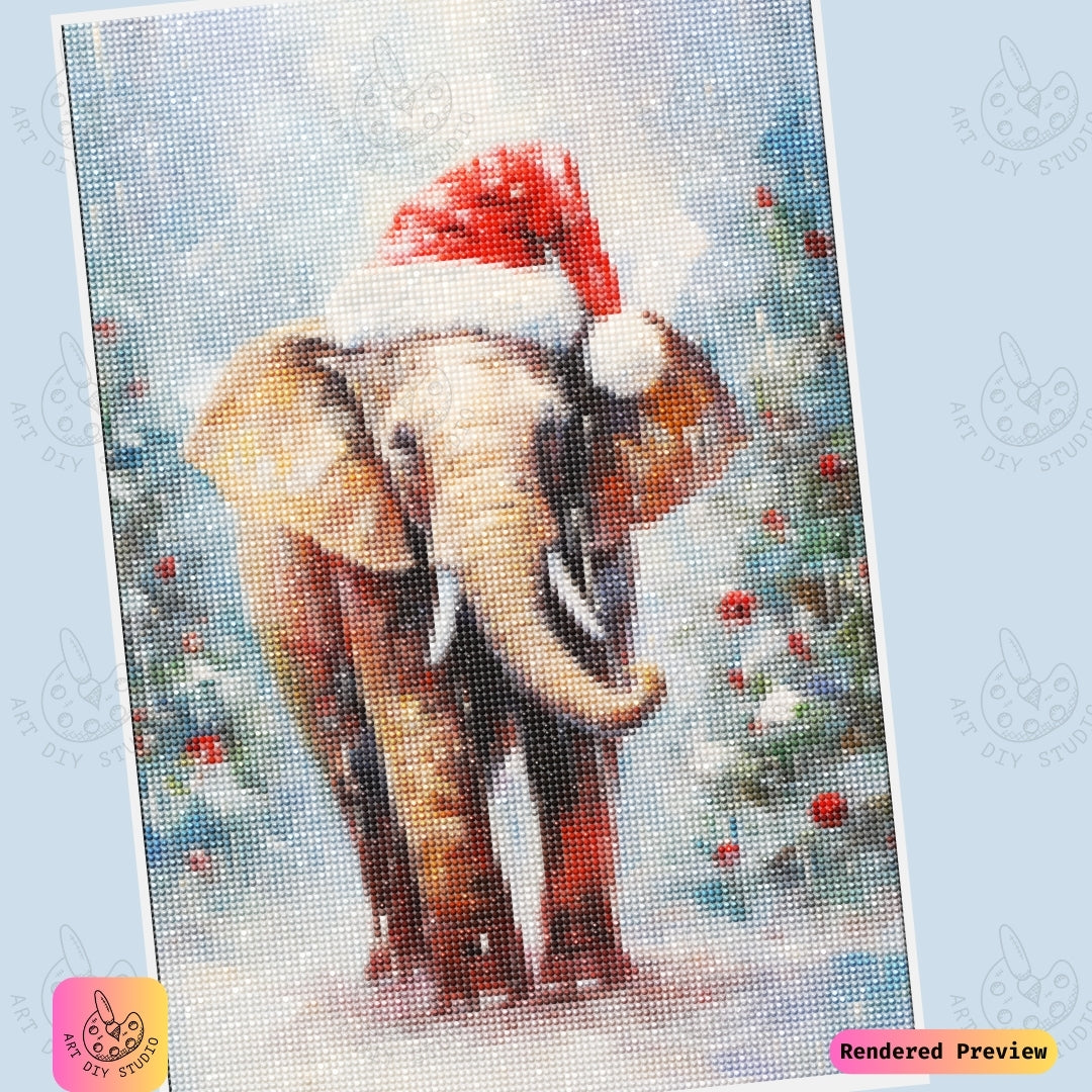 Artdiystudio Santas Festive Elephant Diy Diamond Painting Kit A Holiday Celebration In Art 6