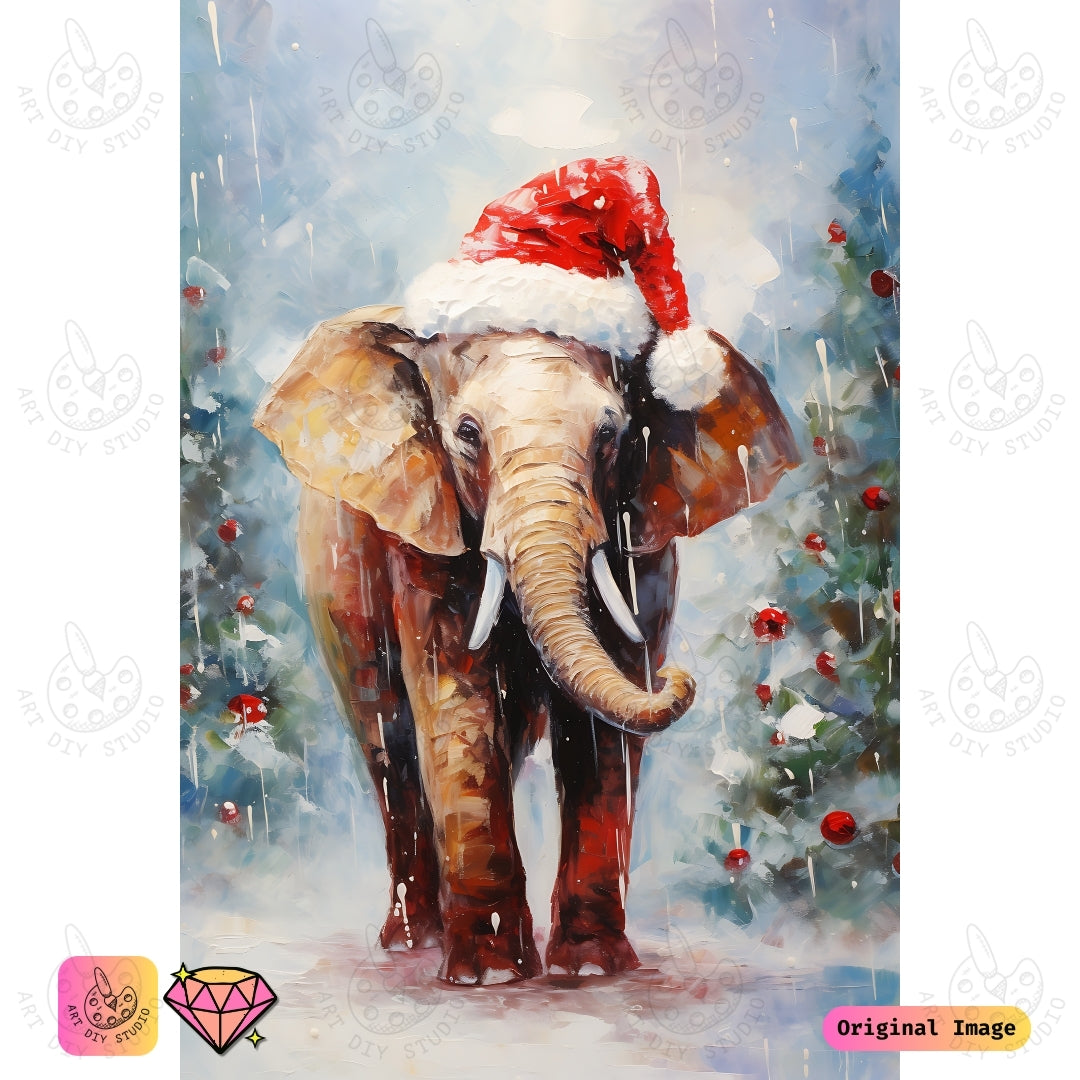Artdiystudio Santas Festive Elephant Diy Diamond Painting Kit A Holiday Celebration In Art