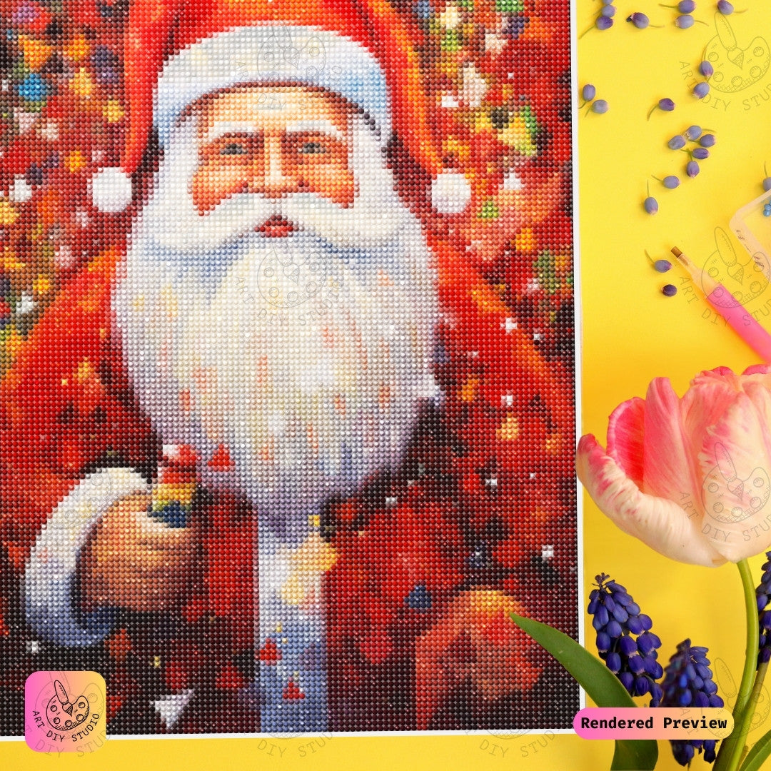 Artdiystudio Santas Festive Sparkle Diy Diamond Painting Kit A Bold And Bright Christmas Creation 4