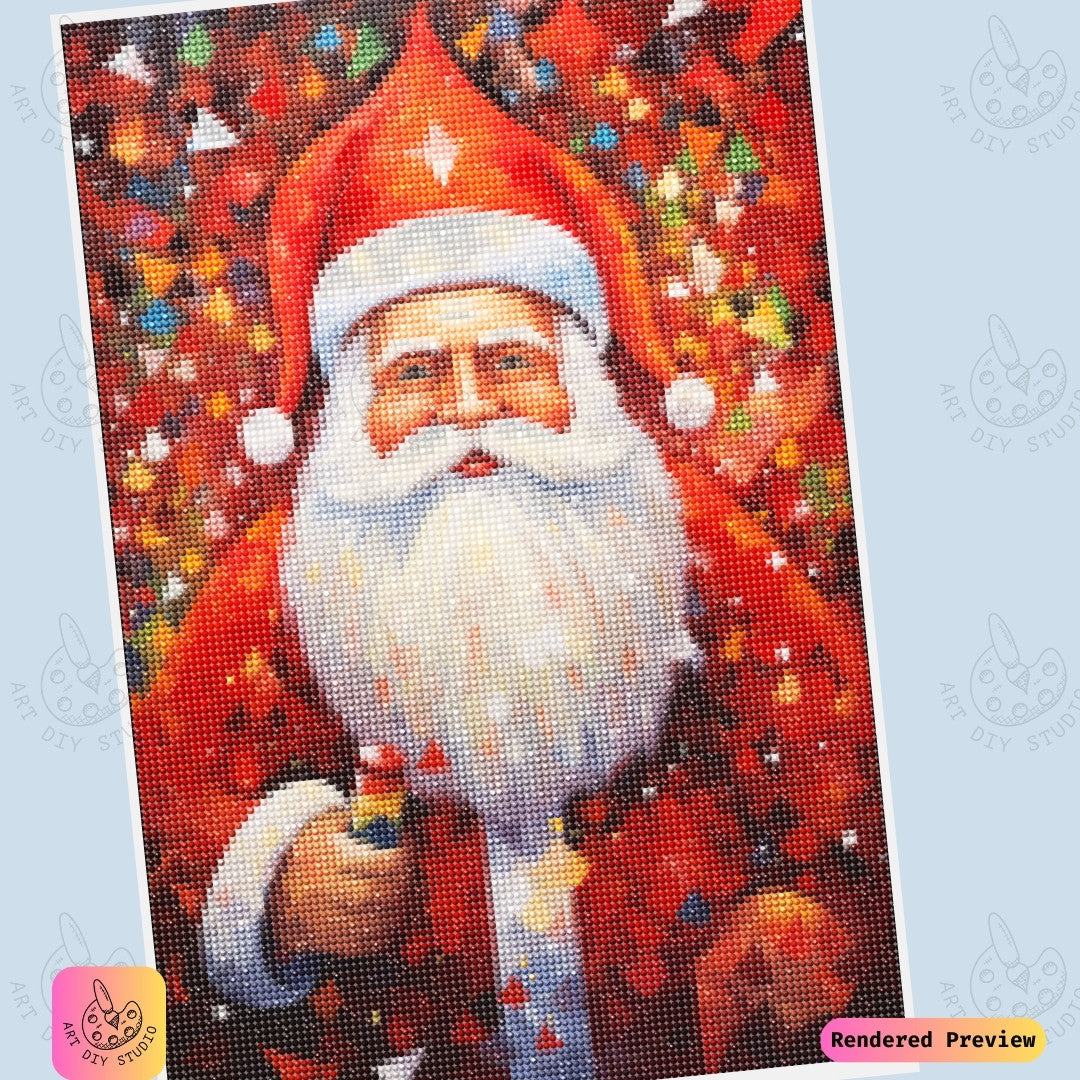 Artdiystudio Santas Festive Sparkle Diy Diamond Painting Kit A Bold And Bright Christmas Creation
