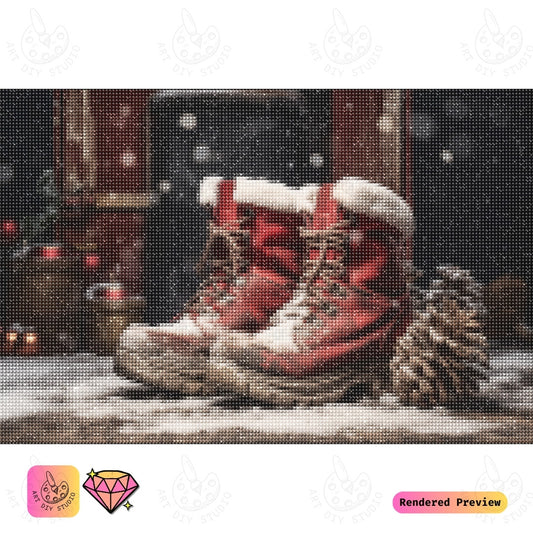 Artdiystudio Santas Winter Boots Diy Diamond Painting Kit A Cozy Christmas Craft 5