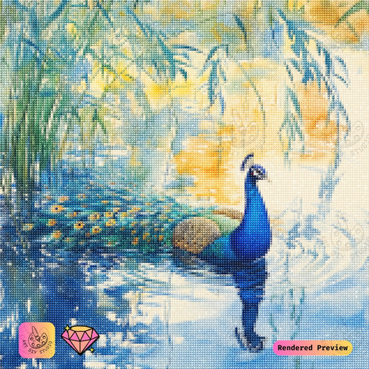 Artdiystudio Serene Peacock Reflection Diy Diamond Painting Kit Create Calm And Beauty 5