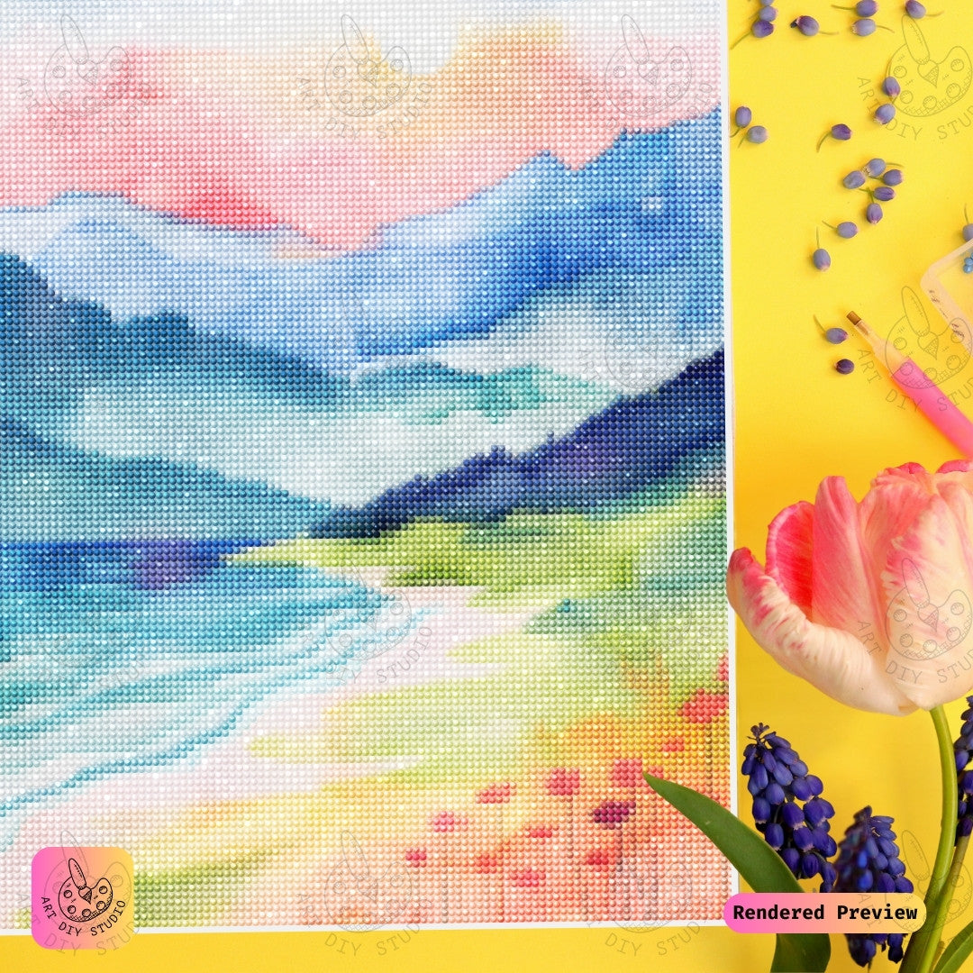 Artdiystudio Serene Shores Bliss Diy Diamond Painting Kit A Calm Seaside Retreat 3