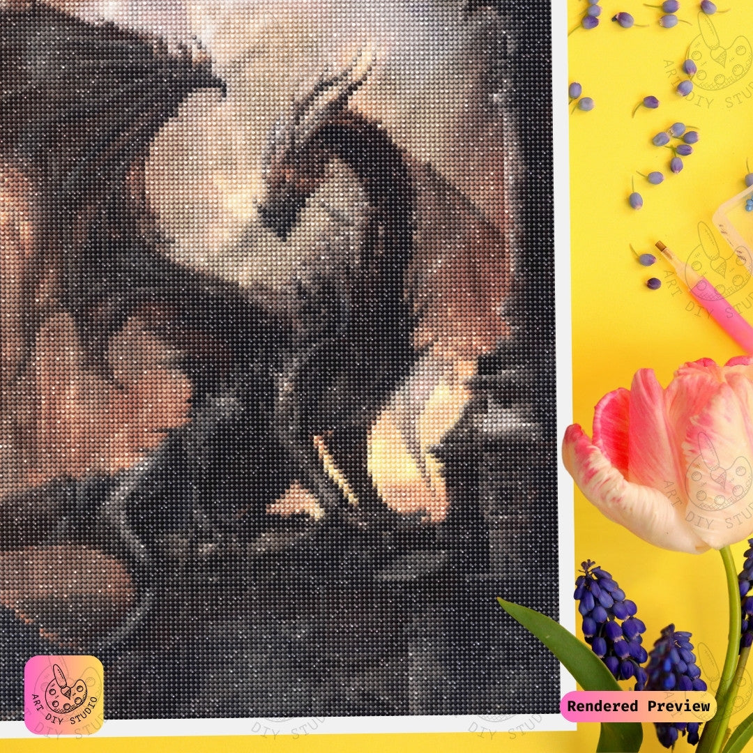 Artdiystudio Shadow Throne Guardian Diy Diamond Painting Kit A Regal Fantasy Vision 3
