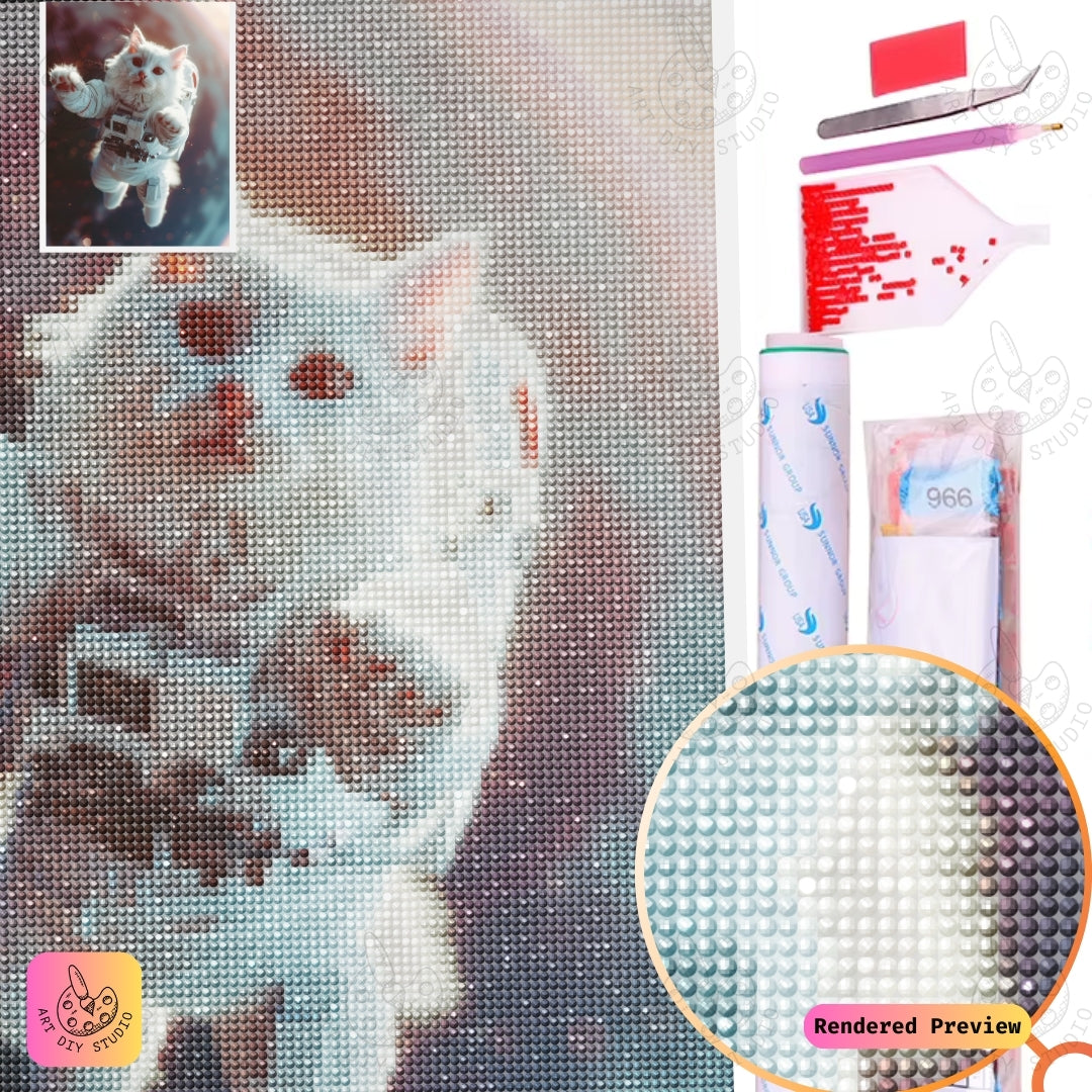 Artdiystudio Space Explorer Paws Diy Diamond Painting Kit A Cosmic Cat In Space 5