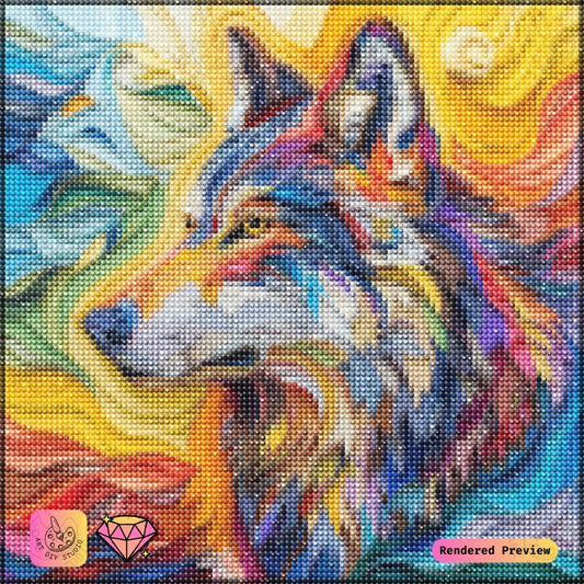 Artdiystudio Spectrum Wolf Harmony Diy Diamond Painting Kit A Flowing Masterpiece Of Color 2