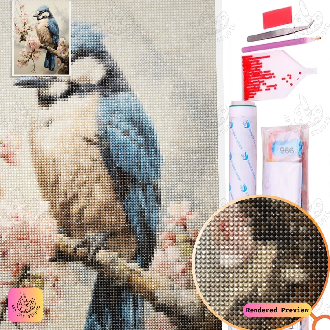 Artdiystudio Springtime Blue Jay Diy Diamond Painting Kit A Gentle Escape Into Nature 2