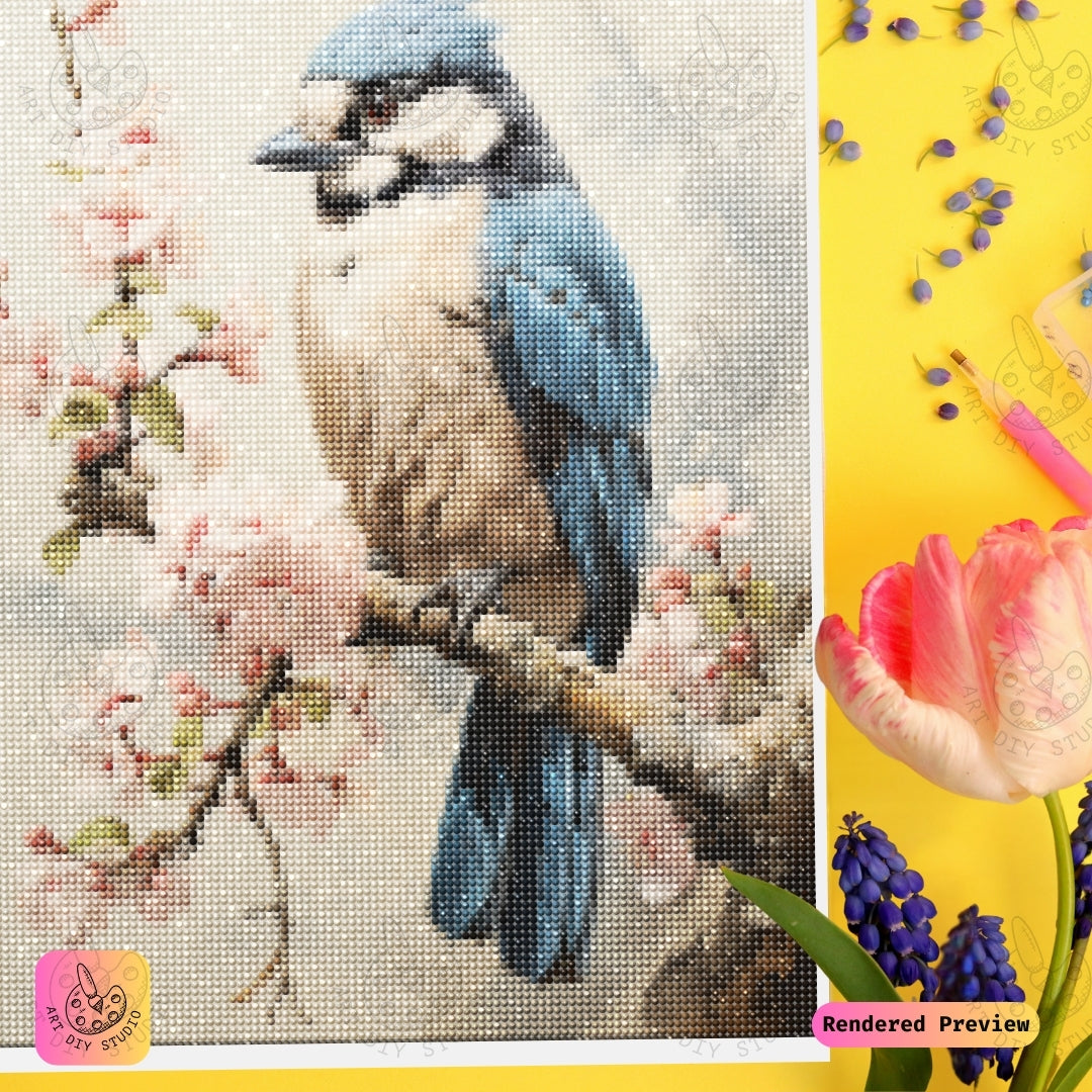 Artdiystudio Springtime Blue Jay Diy Diamond Painting Kit A Gentle Escape Into Nature 4