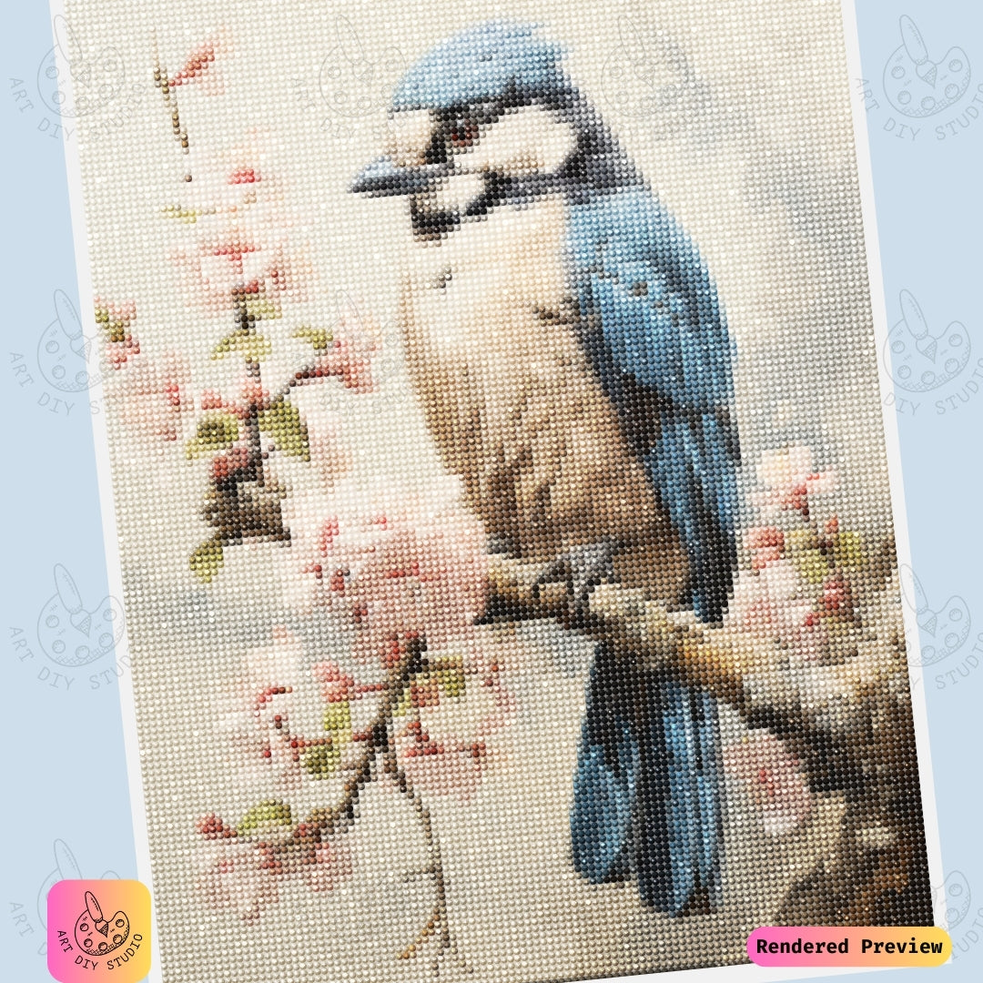 Artdiystudio Springtime Blue Jay Diy Diamond Painting Kit A Gentle Escape Into Nature