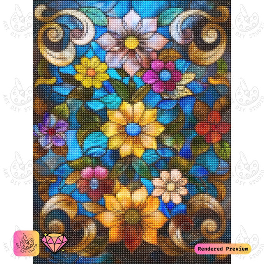 Artdiystudio Stained Glass Blooms Diy Diamond Painting Kit A Burst Of Color And Creativity 2