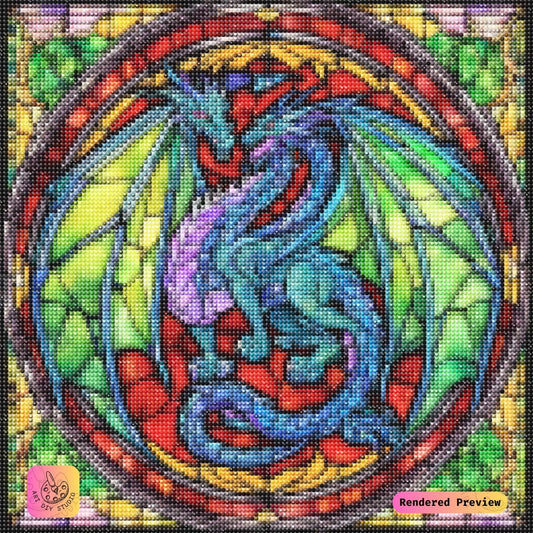 Artdiystudio Stained Glass Dragons Harmony Diy Diamond Painting Kit Enchanting Fantasy Art 2