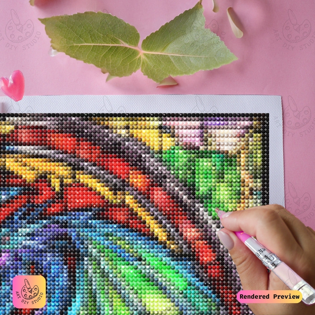 Artdiystudio Stained Glass Dragons Harmony Diy Diamond Painting Kit Enchanting Fantasy Art 4
