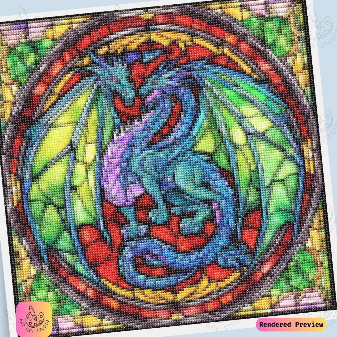 Artdiystudio Stained Glass Dragons Harmony Diy Diamond Painting Kit Enchanting Fantasy Art 6
