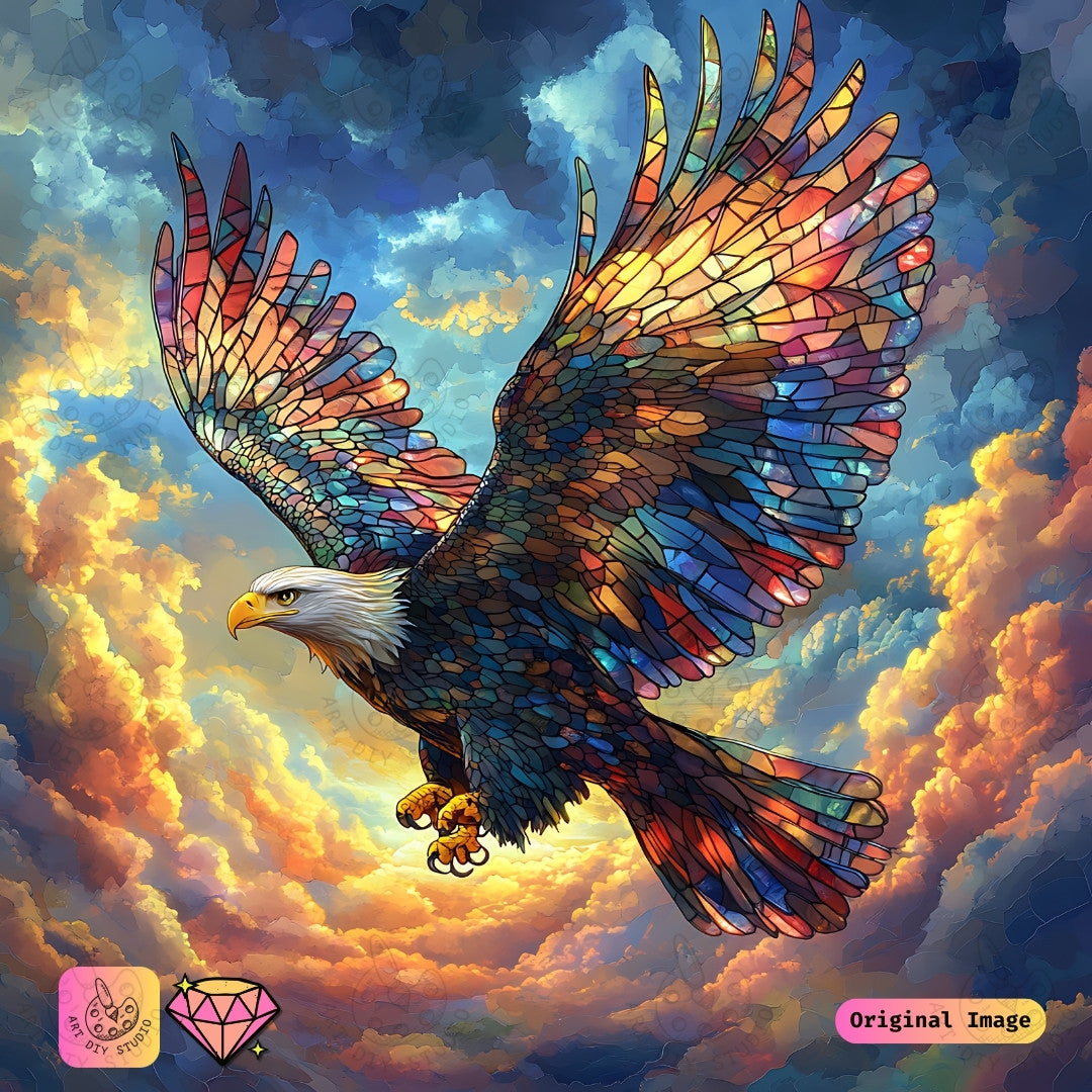 Artdiystudio Stained Glass Majesty Eagle Diy Diamond Painting Kit A Radiant Celebration Of Beauty And Power 6
