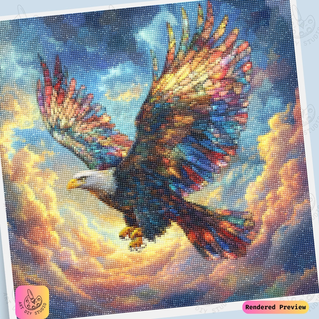 Artdiystudio Stained Glass Majesty Eagle Diy Diamond Painting Kit A Radiant Celebration Of Beauty And Power