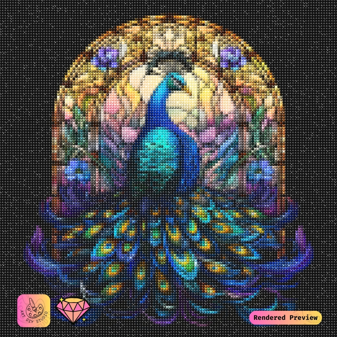 Artdiystudio Stained Glass Peacock Diy Diamond Painting Kit A Masterpiece Of Color And Elegance 5