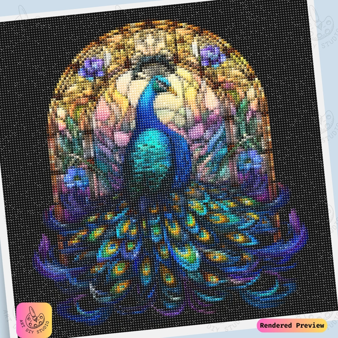 Artdiystudio Stained Glass Peacock Diy Diamond Painting Kit A Masterpiece Of Color And Elegance
