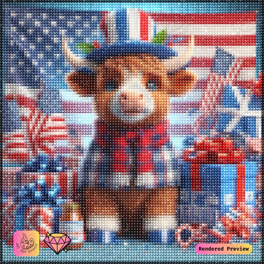 Artdiystudio Star Spangled Moo Diy Diamond Painting Kit Celebrate With Patriotic Charm 2