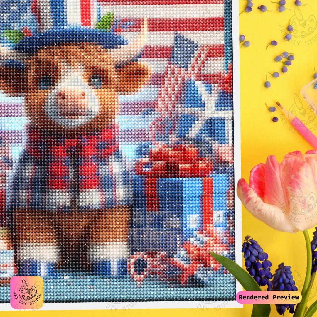 Artdiystudio Star Spangled Moo Diy Diamond Painting Kit Celebrate With Patriotic Charm 3