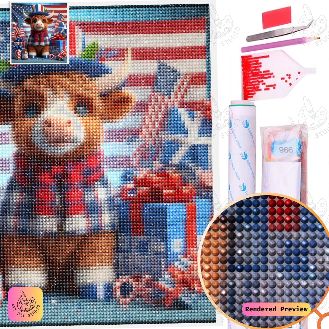 Artdiystudio Star Spangled Moo Diy Diamond Painting Kit Celebrate With Patriotic Charm 5