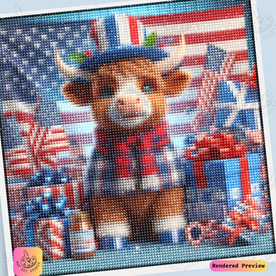 Artdiystudio Star Spangled Moo Diy Diamond Painting Kit Celebrate With Patriotic Charm 6